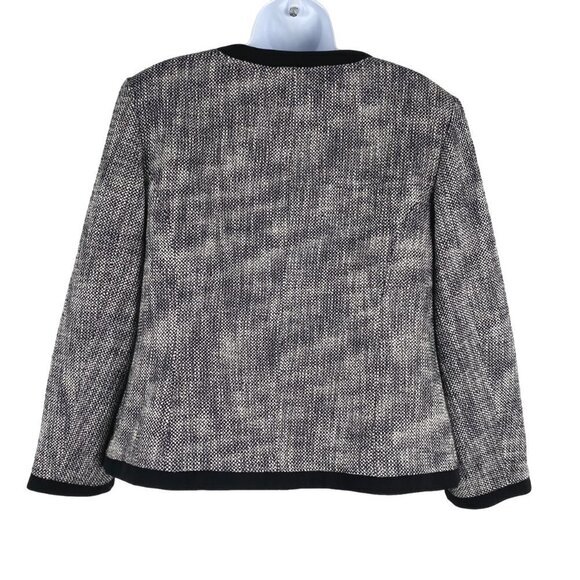 Talbots‎ Blazer Jacket Size 14 Black White Cotton Blend Office Career CJ-1032 - Picture 6 of 7